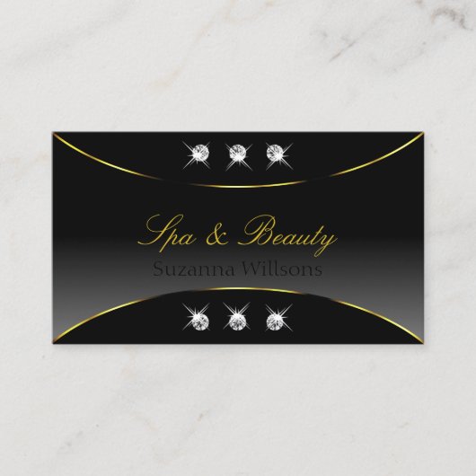 Luxurieus Black Gold Decor met Sparkle Diamonds Visitekaartje (Voorkant)