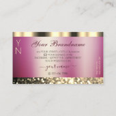 Luxurieus Bourgogne Glitter Monogram Visitekaartje (Achterkant)