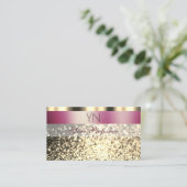 Luxurieus Bourgogne Glitter Monogram Visitekaartje (Staand voorkant)
