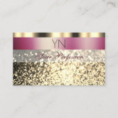 Luxurieus Bourgogne Glitter Monogram Visitekaartje (Voorkant)