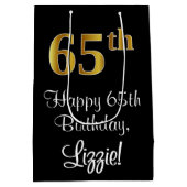 Luxurieus, elegant, Faux Gold Kijk 65th Birthday Medium Cadeauzakje (Achterkant)