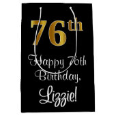 Luxurieus, elegant, Faux Gold Kijk 76e verjaardag Medium Cadeauzakje (Voorkant)