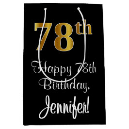 Luxurieus, elegant, Faux Gold Kijk 78ste verjaarda Medium Cadeauzakje