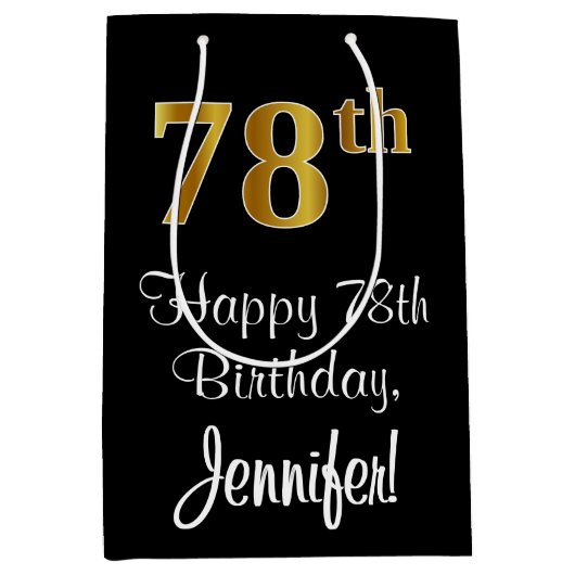 Luxurieus, elegant, Faux Gold Kijk 78ste verjaarda Medium Cadeauzakje (Voorkant)