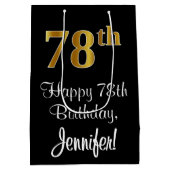 Luxurieus, elegant, Faux Gold Kijk 78ste verjaarda Medium Cadeauzakje (Achterkant)