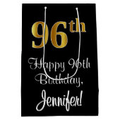 Luxurieus, elegant, Faux Gold Kijk 96e verjaardag Medium Cadeauzakje (Achterkant)