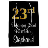 Luxurieus, elegant, Faux Gold look 23-jarig feest Medium Cadeauzakje (Voorkant)