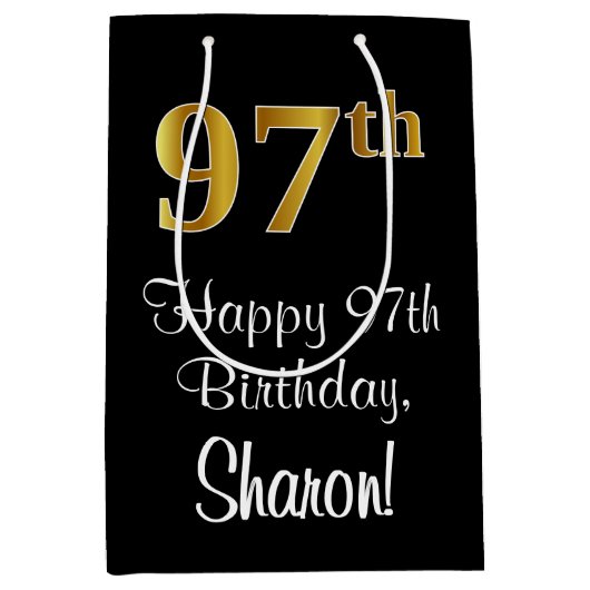 Luxurieus, elegant, Faux Gold look 97th Birthday Medium Cadeauzakje (Voorkant)