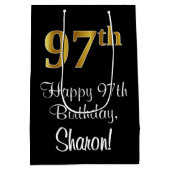 Luxurieus, elegant, Faux Gold look 97th Birthday Medium Cadeauzakje (Achterkant)