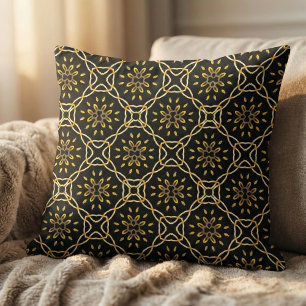 Luxurieus Gold Black Moroccan Arabesque Pattern Stof
