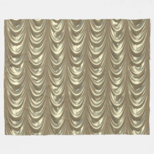 Luxurieus Gold Ruched Satin Scalloped Pattern Fleece Deken