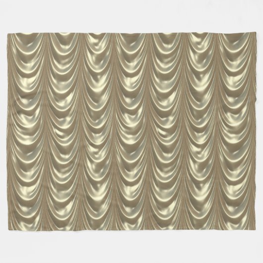Luxurieus Gold Ruched Satin Scalloped Pattern Fleece Deken (Voorkant (Horizontaal))