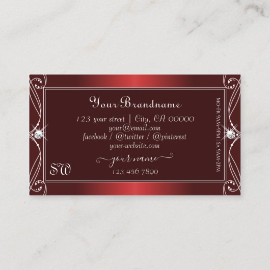 Luxurieus  monogram met reservediamanten visitekaartje (Achterkant)