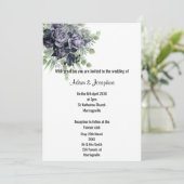 LUXURIEUS PAARS SATIN FLORAAL ELEGANT 2 WEDING KAART (Staand voorkant)