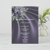 LUXURIEUS PAARS SATIN FLORAAL ELEGANT WEDING KAART (Staand voorkant)