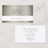 Luxurieus parelgrijs slangenpatroon met monogram visitekaartje (Voorkant / Achterkant)