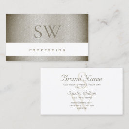 Luxurieus parelgrijs slangenpatroon met monogram visitekaartje