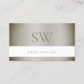 Luxurieus parelgrijs slangenpatroon met monogram visitekaartje (Voorkant)