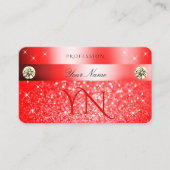 Luxurieus Ruby Red Glitter Sparkle Stars Monogram Visitekaartje (Voorkant)