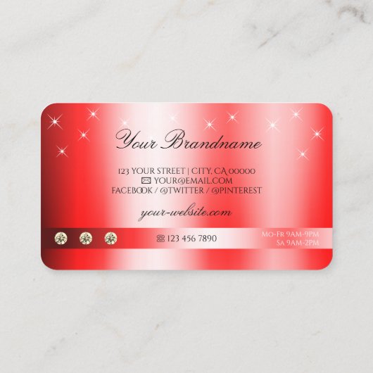 Luxurieus Ruby Red Glitter Sparkle Stars Monogram Visitekaartje (Achterkant)