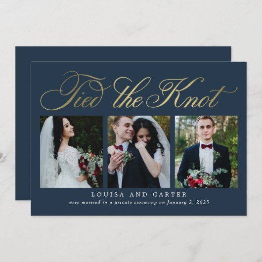 Luxurieuze aankondiging van het bruiloft in script (Voorkant / Achterkant)