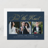Luxurieuze aankondiging van het bruiloft in script briefkaart (Voorkant / Achterkant)