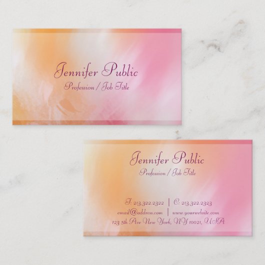 Luxurieuze Abstracte kunst Trendy Colorful Chic Visitekaartje (Voorkant / Achterkant)
