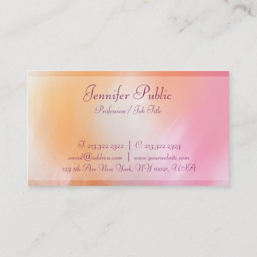 Luxurieuze Abstracte kunst Trendy Colorful Chic Visitekaartje (Achterkant)