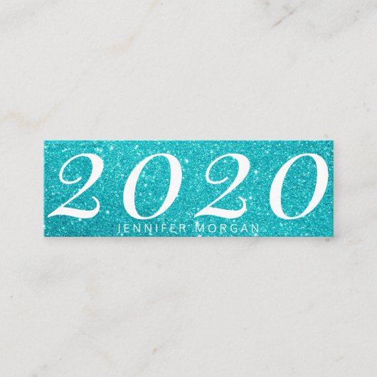Luxurieuze afstuderen turkooise glitter Name Kaart Mini Visitekaartje (Voorkant)
