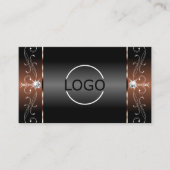 Luxurieuze Black Brown Squiggled Jewels Logo & Fot Visitekaartje (Voorkant)