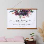 Luxurieuze Bourgogne Floral Wedding Welkom Hangend Wandkleed (Slaapkamer)