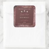 Luxurieuze Bourgogne Sparkle Glitter-productetiket Vierkante Sticker (Tas)
