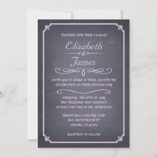 Luxurieuze Chalkboard Wedding Invitations Kaart (Voorkant)