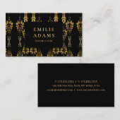 Luxurieuze Chic Black en Faux Gold Ornamental Visitekaartje (Voorkant / Achterkant)