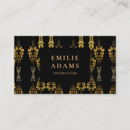 Luxurieuze Chic Black en Faux Gold Ornamental Visitekaartje