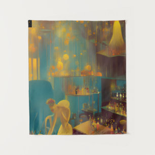 Luxurieuze Cocktail Lounge Scene Wandkleed