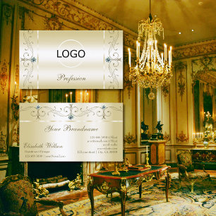 Luxurieuze Cream Gold Squiggins met Logo Visitekaartje
