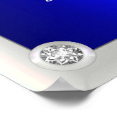 Luxurieuze diamanten en parelblauw huwelijk welkom poster (Hoek)