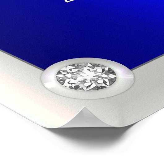 Luxurieuze diamanten en parelblauw huwelijk welkom poster (Hoek)