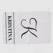 Luxurieuze Editable Name en Initiaal Golf Towel Golfhanddoek (Horizontaal)