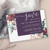 Luxurieuze Eggplant Paarse Floral Save the Date
