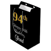 Luxurieuze, elegante, Faux Gold look 94ste verjaar Medium Cadeauzakje (Achterkant Gekanteld)