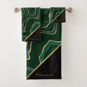 LUXURIEUZE EMERALD GREEN MARBLE GOLD 2 DOUANE BAD HANDDOEK (Insitu)