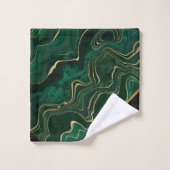 LUXURIEUZE EMERALD GREEN MARBLE GOLD 2 DOUANE BAD HANDDOEK (Wasdoekje)
