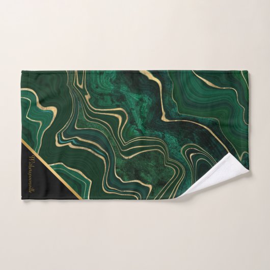 LUXURIEUZE EMERALD GREEN MARBLE GOLD 2 DOUANE BAD HANDDOEK (Handdoek)
