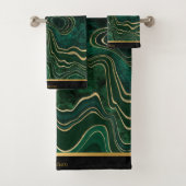 LUXURIEUZE EMERALD GROEN MARBLE TRIM TOWEL SET BAD HANDDOEK (Insitu)