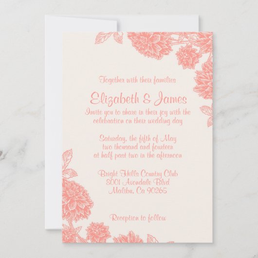 Luxurieuze Floral Wedding Invitations Kaart (Voorkant)