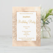 LUXURIEUZE GLITTER GEO CHAMPAGNE & GOLD INVITATION KAART (Staand voorkant)