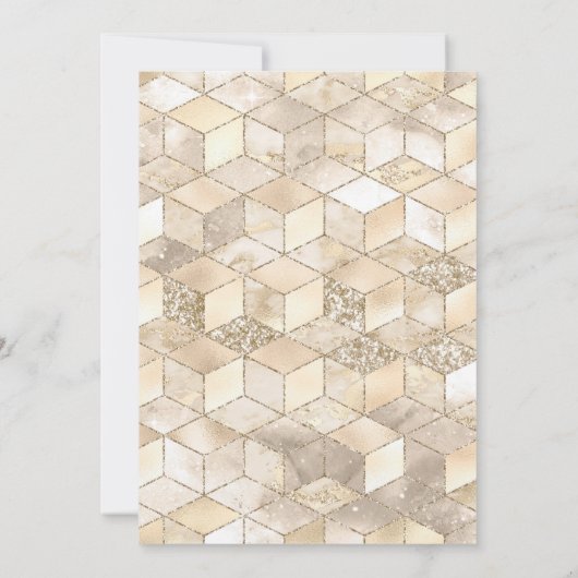 LUXURIEUZE GLITTER GEO CHAMPAGNE & GOLD INVITATION KAART (Achterkant)