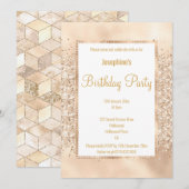 LUXURIEUZE GLITTER GEO CHAMPAGNE & GOLD INVITATION KAART (Voorkant / Achterkant)